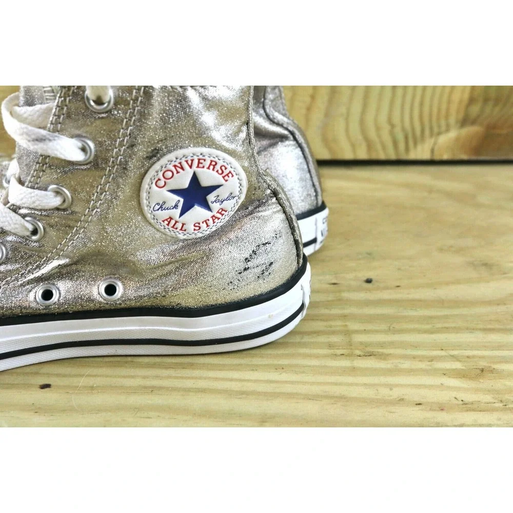 Converse All Stars Chuck Taylor Metallic Silver Youth Sz 2 Sneakers High Tops
